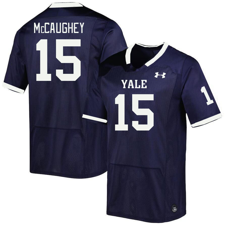 Men-Youth #15 Brogan McCaughey Yale Bulldogs 2023 College Football Jerseys Stitched-Blue